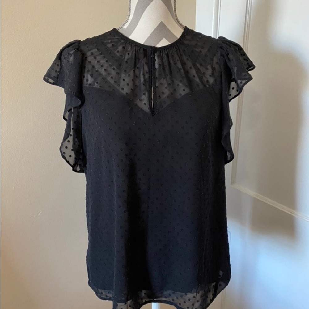 H&M Black Ruffle Sleeve Top